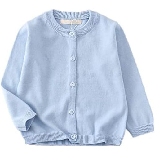 LNICEAR Toddler Boys Girls Crewneck Cardigan Sweaters Long Sleeve Kids Button Cotton School Uniform Knit Tops Outwear