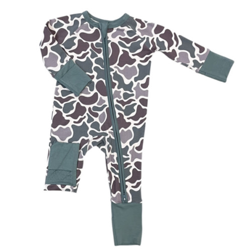 Twinkling Star Hideaway Camo Bamboo Zippy Romper - Ruffle Me This