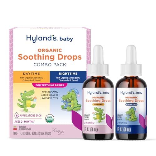 Hyland's Baby Organic Daytime and Nighttime Soothing Drops Combo Pack, Drops for Oral Discomfort, 2 oz.