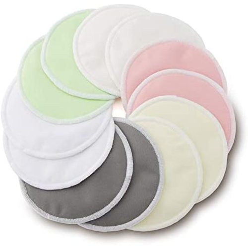 Enovoe Organic Bamboo Breastfeeding Pads (12 Pack) with Laundry Bag - Reusable Nursing Pads for Breast are Super Soft, Machine Washable and Hypoallergenic