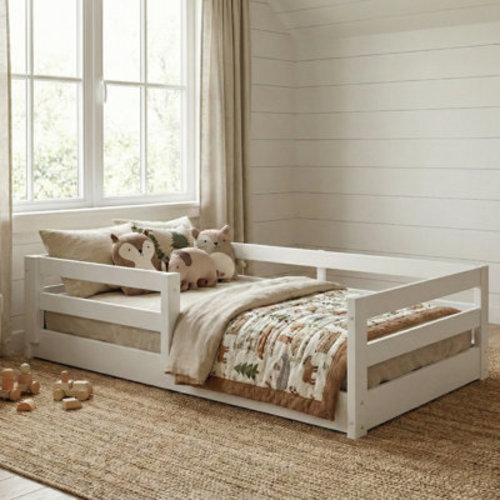 Ebern Designs Toddler Size Solid Wood Floor Bed for Girls and Boys & Reviews | Wayfair