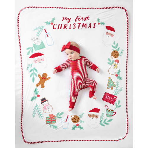 My First Christmas Milestone Plush Blanket | Little Sleepies