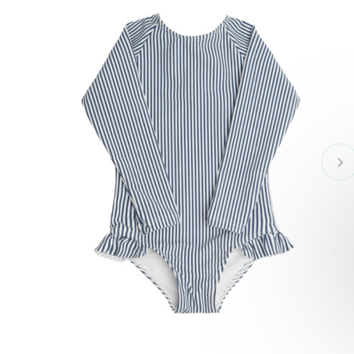girls navy stripe rashguard one piece | minnow swim