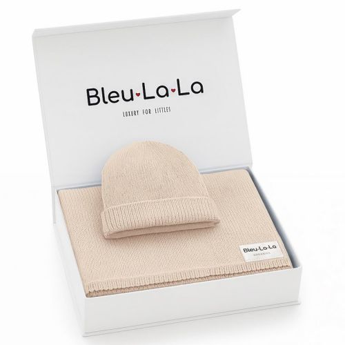 Bleu La La Luxe Collection 100% Organic Luxury Knit Baby Blanket + Hat Set
