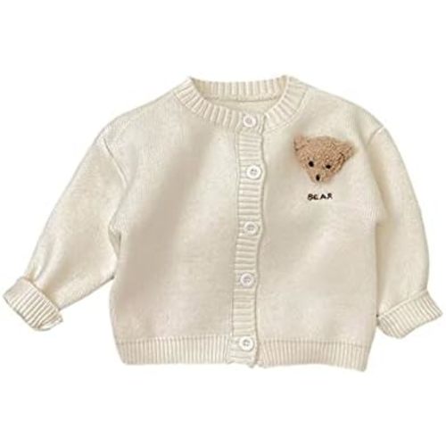 Girls Boys Teddy Bear Cardigan Infant Baby's Knitted Button Up Sweater Autumn Long Sleeve Casual Coat