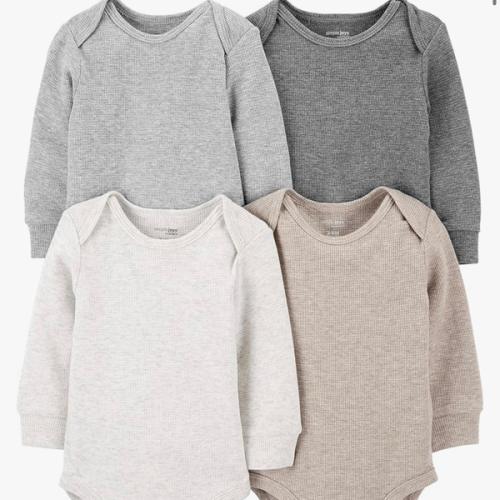 3-6M Simple Joys by Carter's Baby 4-pack Soft Thermal Long Sleeve Bodysuits