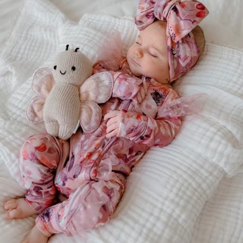 Baby Onesie - Flower Story Zip Onesie - Mauve Pink – Before & Ever