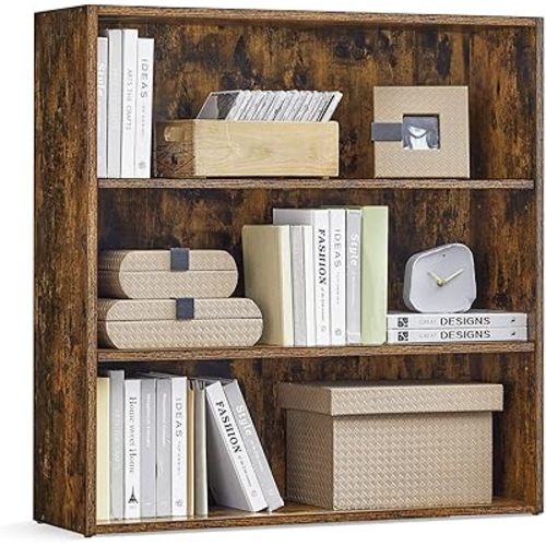 VASAGLE Custos Collection - Bookshelf, 3-Tier Bookcase, Book Shelf, Open Storage Shelf, 9.4 x 31.5 x 32 Inches, for Living Room, Home Office, Dinning Room, Rustic Brown ULBC173X01