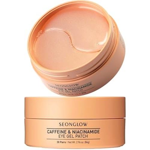 Caffeine Under Eye Patches: 30 Pairs Korean Hydrogel Eye Masks for Dark Circles Puffiness Relief with Niacinamide Hyaluronic Acid - Undereye Brightening Hydrating Anti-Wrinkle Treatment