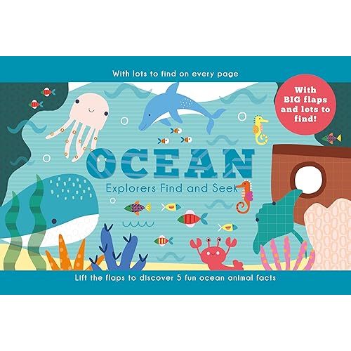 Ocean Explorers Find and Seek (Happy Fox Books) Interactive Book for Kids Ages 3-6 - Meet Sea Creatures like a Whale, Crab, Puffer Fish, and More, Discover a Submarine, and Learn Fun Facts Board book – Lift the flap, April 29, 2025