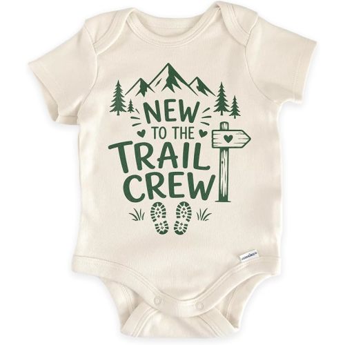 New To The Trail Crew Hiking Baby Reveal Bodysuit (0-3 Months, Natural)