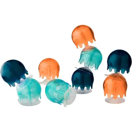 Boon Jellies Suction Cup Bath Toys - Bathtub Baby Sensory Toys - Jellyfish Suction Toys for Bath Time - Navy/Coral - Baby and Toddler Bath Toys - 9 Count - Ages 12 Months and Up