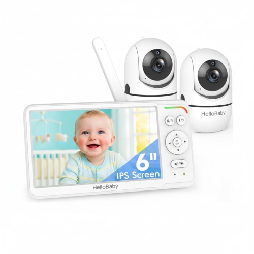 HelloBaby 6" Split Screen Video Baby Monitor with 2 Cameras HB6560-2