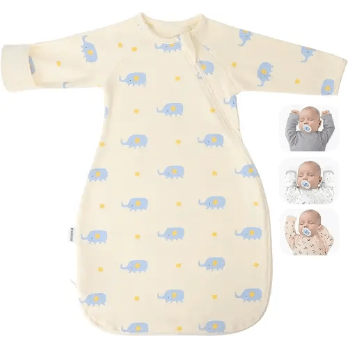 Premium Soft Cotton Transitional Swaddle Sack with Arms Up & Sleeves 3-6 Months, Mitten Cuffs, 2-Way Zipper, Sleeping Sacks for Newborns - Calms Startle Reflex, Boys & Girls Sleep Bag