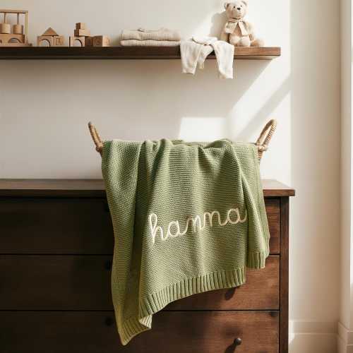 Personalized Baby Blanket, Embroidered Name Blanket, Custom Knit Blanket, Baby Shower Gift, Newborn Gift, Baby’s First Christmas Gift