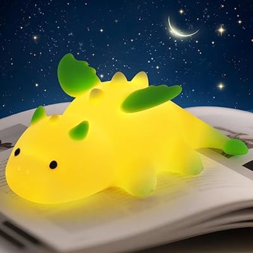 AVEKI Lime Green Dragon Night Light, Cute Baby Dragon Lamp Gifts for Boys and Girls, 10 Modes Touch Dimmable Kids Nightlight, Rechargeable Baby Light for Nursery, Portable Moving Kids Lamp