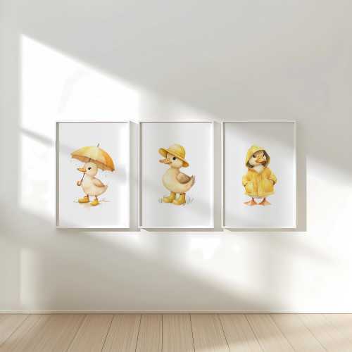 Nursery Set of 3 - Duck Print Nursery Wall Art - Cute Baby Room Decor - Nursery Sets Ducks - Nursery Prints and Printable Wall Art