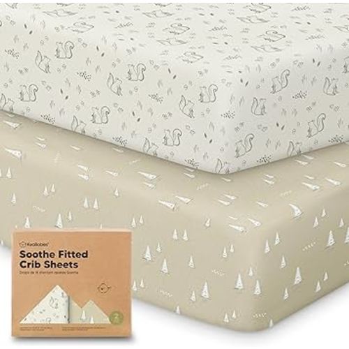 KeaBabies 2-Pack Organic Crib Sheets for Boys, Girls - 52x28 Fitted Crib Mattress Sheet Neutral, Breathable Jersey Cotton Cover for Baby Bed, Toddler Mattress, Soft & Cute Prints (Pine Grove)