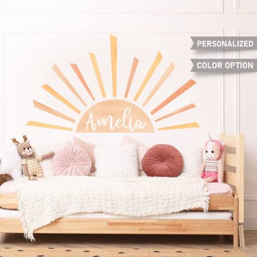 Personalized Half Sun Wall Decal: Boho Nursery Decor