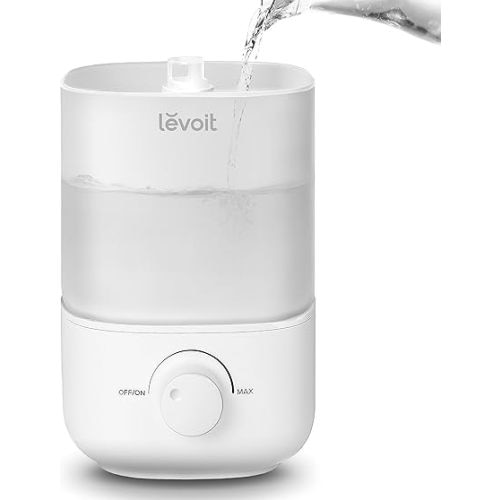 LEVOIT Top Fill Humidifiers for Bedroom, 2.5L Tank for Large Room, Easy to Fill & Clean, 28dB Quiet Cool Mist Air Humidifier for Home Baby Nursery & Plants, Auto Shut-off for Safety, 25H