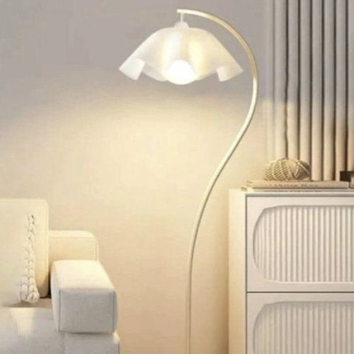 Metal Arc Floor Lamp with Foot Switch and Fabric Shade in Modern Style - 110V-120V White Beige