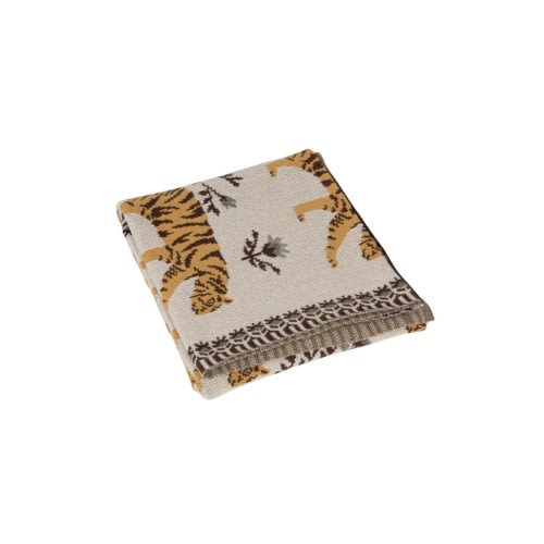 Cotton Knit Baby Blanket with Tigers, Multicolor