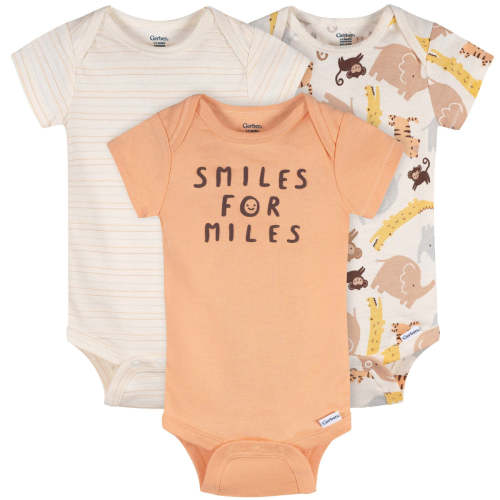 3-Pack Baby Neutral Smiles For Miles Short Sleeve Onesies® Bodysuits – Gerber Childrenswear