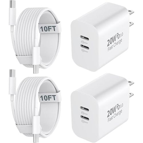iPhone 17 16 15 Charger Fast Charging Cord 10FT Long USB C Charging Cable with 20W Type C Charger Block for iPhone 17 Pro Max/17 Pro/17/Air, 16 15 Pro Max/16 15 Pro/16 15,iPad Pro/Air, Android Phone
