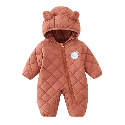 Povozer Baby Snowsuit Winter Coat Warm Hoodie Romper Puffer Jacket(Red,0-3M)