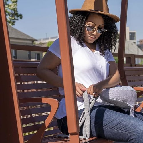 Boppy Anywhere Nursing Pillow Support, Soft Gray Heathered with Stretch Belt that Stores Small, Breastfeeding and Bottle-feeding Support at Home and for Travel, Plus Sized to Petite, Machine Washable