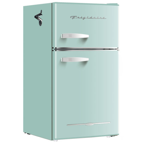 FRIGIDAIRE Retro 2-Door Compact Fridge Freezer Combo, 3.1 Cu. Ft., Stainless Steel, Built-in Bottle Opener & Reviews | Wayfair