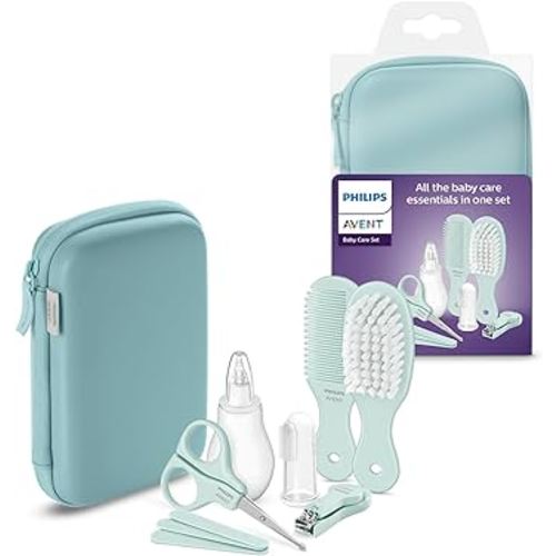 Philips Avent Baby Care Kit - Starter Kit with 9 Accessories: Nail Clippers, Scissors, 3 Nail Files, Comb, Hair Brush, Nasal Aspirator and Finger Toothbrush (Model SCH401/00)