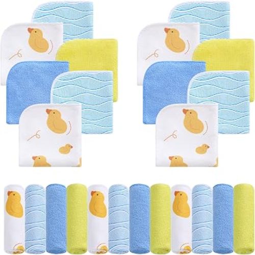 Baby Washcloths 24 Pack, Toddler Wash Cloths for Bath, Super Soft & Absorbent Bath Towel for Newborn and Infants, Baby Towels Care for Baby's Sensitive Skin