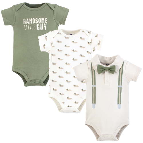 Hudson Baby Infant Boy Cotton Bodysuits, Mallard Polo, 6-9 Months