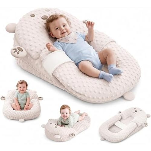 Baby Lounger Pillow, Nursing Pillow & Tummy Time Mat with Washable Cover
