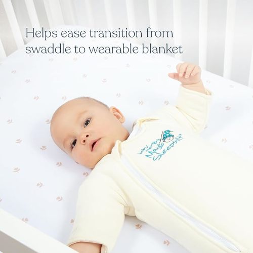 Magic Sleepsuit Baby Merlin's Cotton Baby Swaddle Transition Product - Soft and Cozy Design, Double Zipper for Easy Diaper Changes, Promotes Safe Sleep, 3-6 Months - Cream - Large 18-21lbs