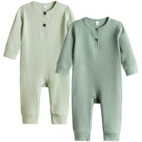 Bafeicao Baby Boy Girl 2/3 Pack Solid Romper Ribbed Short/Long Sleeve Bodysuit Jumpsuit Infant Knitted Outfits Clothes