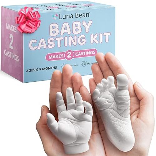 Luna Bean Baby Footprint and Hand Mold Casting Kit (2 Pack) First Time New Mom Gifts - Newborn Foot Handprint Baby Keepsake - Mom to Be Gift