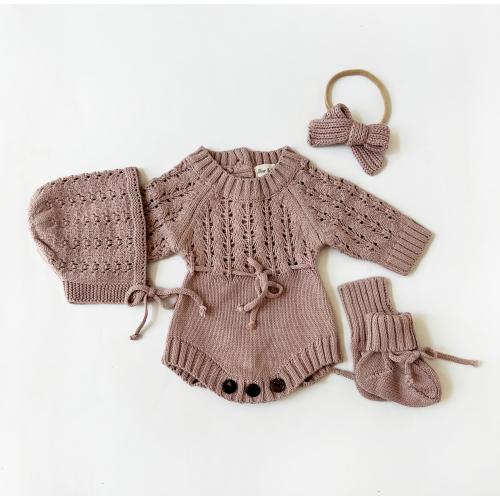 Baby Girl knit lace romper Set Options ZOYA romper | MAUVE
