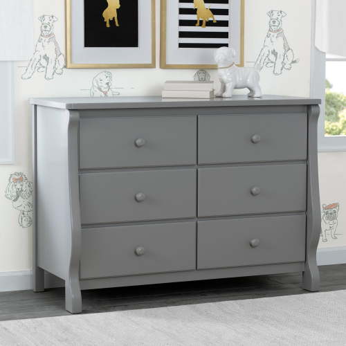 Delta Children Grey 6 Drawer Dresser with Interlocking Drawers, Nursery Storage Furniture