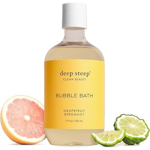 Deep Steep Grapefruit Bergamot Bubble Bath for Women, Hypoallergenic, Clinically Tested, Clean Formula for Sensitive Skin, Sulfate-Free, 17 fl oz Bottle, Essential Bath Accessories