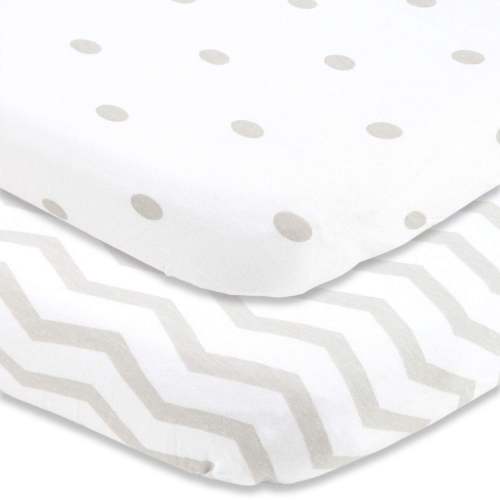 Fitted Sheets for Nestig Wave Mini Crib (20 x 30 inch) - Grey Dots & Chevron (2 Pack)