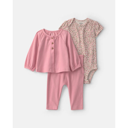Baby Girl 3-Piece Floral Layering Set - Pink | Carter's