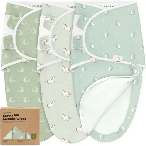 Baby Swaddle Sleep Sacks with Zipper - 3-Pack Swaddles for Newborns 0-3 Months, Infant, Baby Girls, Boys, Soft & Durable Newborn Sleep Sack, Easy Diaper Change Swaddling Blanket (Lunaris)