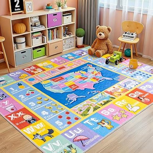 Kids Rugs for Playroom, 3x4 ft Kids Rug for Learning ABC Alphabet