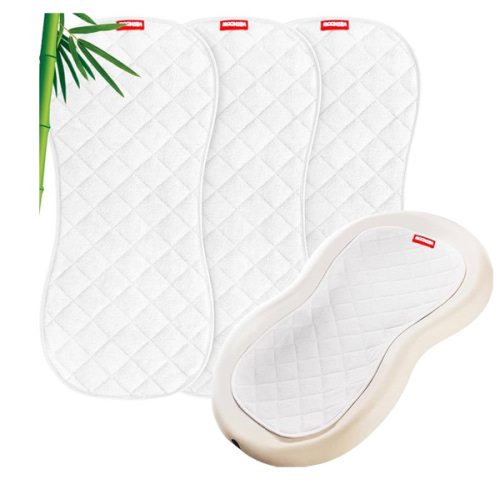 Moonsea Quilted Thicker Changing Pad Liner 3 Pack Waterproof, Fit for Changing Table Liners are Warm On a Baby's Back Non-Slip Design Reusable Pads Machine Washable, White