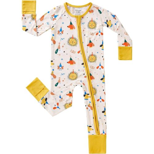 pureborn Baby Sleeper Viscose from Bamboo Zipper Footies 0-24 Months | Buttery soft, 2 way zipper, OEKO-TEX Certified, breathable, infant boy girl, fold-over mittens & foot cuffs, all-season