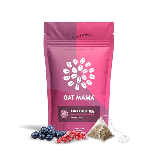 Oat Mama Flavored Lactation Tea for Breastfeeding Moms - Fruity Blueberry Pomegranate Flavor | Breastfeeding Essentials for Milk Supply Increase | Organic Lactation Support & Postpartum Recovery