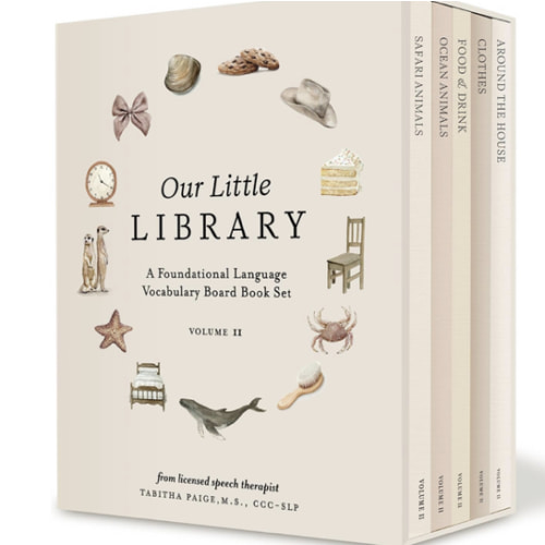 Our Little Library Vol. 2: First 100 Words Board Book Box Set, including Ocean Animals, Safari Animals, Food and Drink, Clothes, and Around the House (Tabitha Paige Children's Book Series)