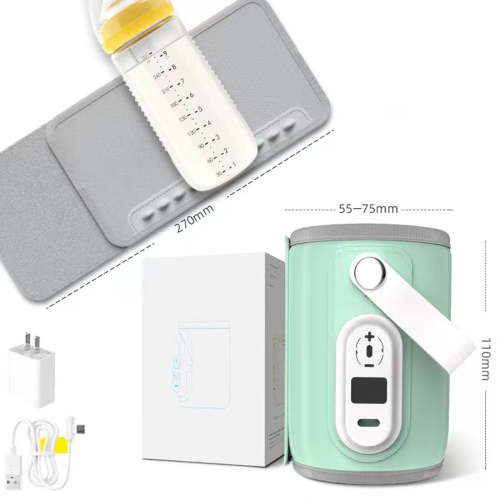 IFCOW Portable Bottle Warmer, Baby Milk Heat Keeper with LCD Display, USB Warmer Bottle for Car Travel,Green